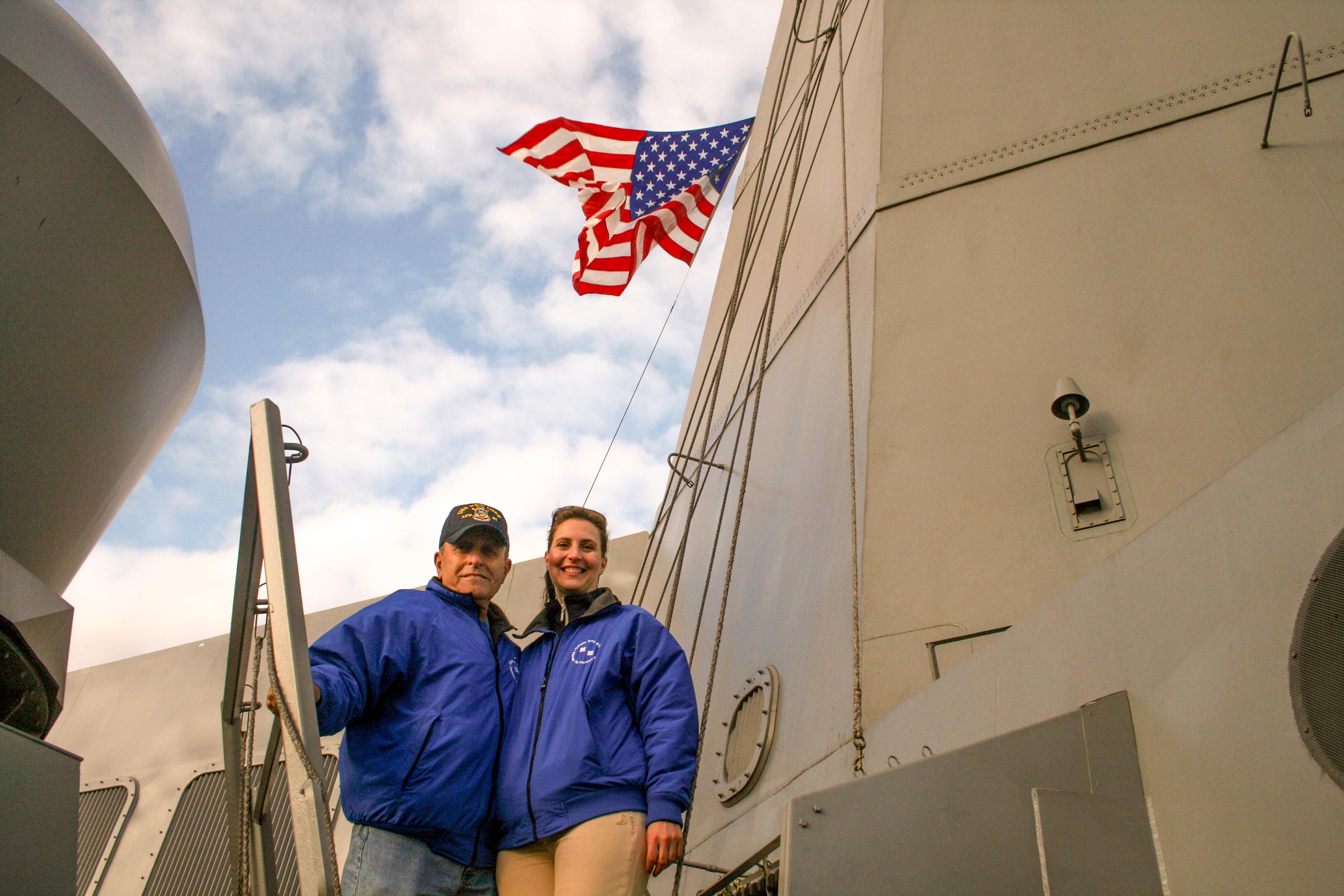 Co-founders Lee Ielpi and Jennifer Adams-Webb onboard the USS New York.