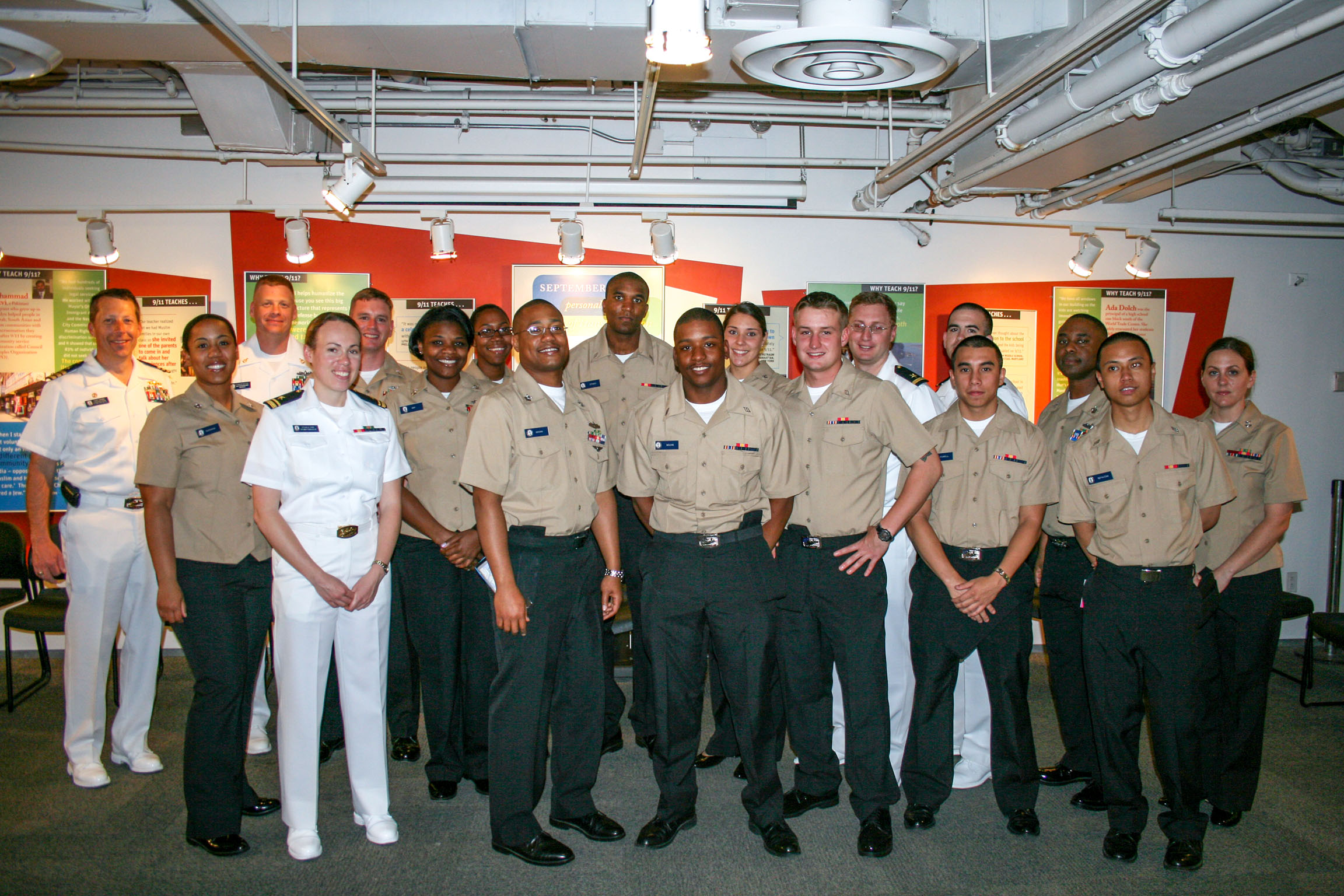 Crew members of the USS New York at the 9/11 Tribute Center.